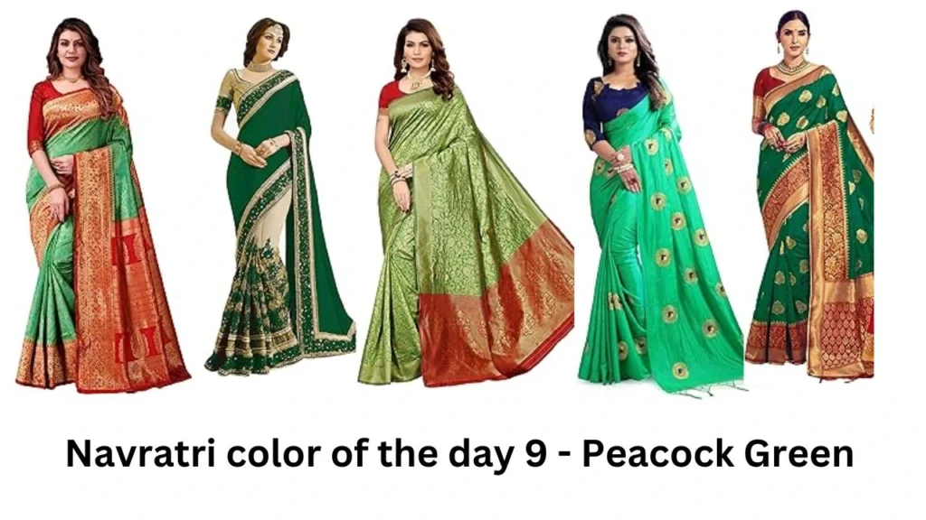 Navratri color of the day 9 - Peacock Green
